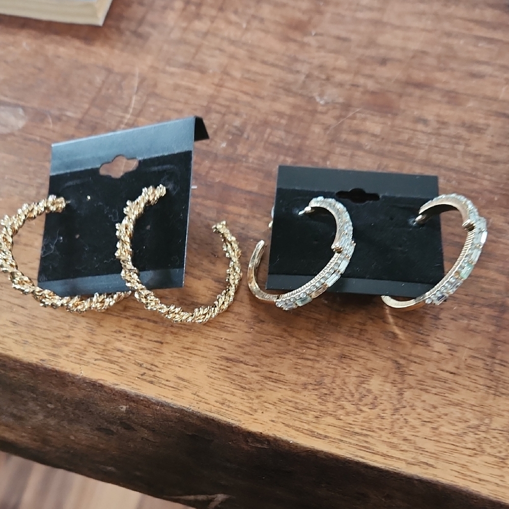 Fashion Jewelry Gold and Silver Textured Hoop Earrings